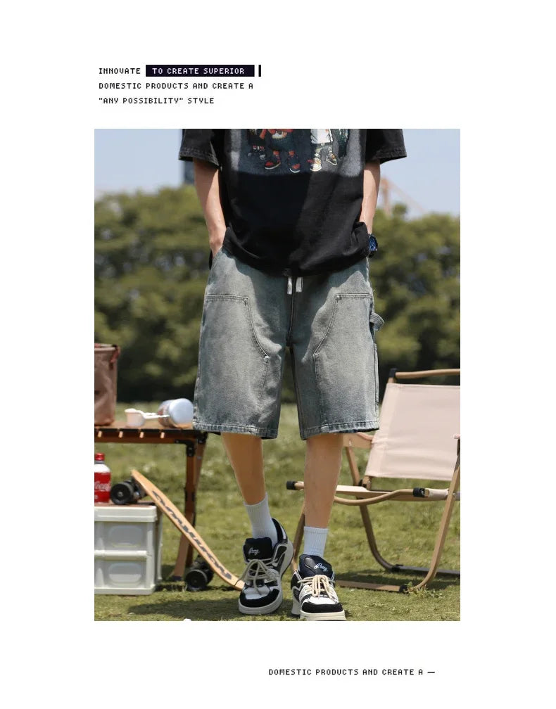 Summer High Street Straight Denim Shorts for Men [CASTLASLA.COM]