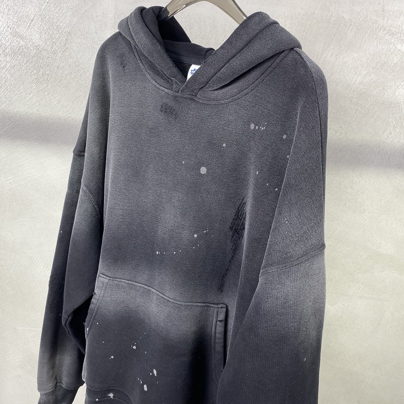 Street Wear Speckled Ink Rubbed Hooded Hoodies Fashion Sense Distressed Winter Coat Men's and Women's Baggy Washing Clothes