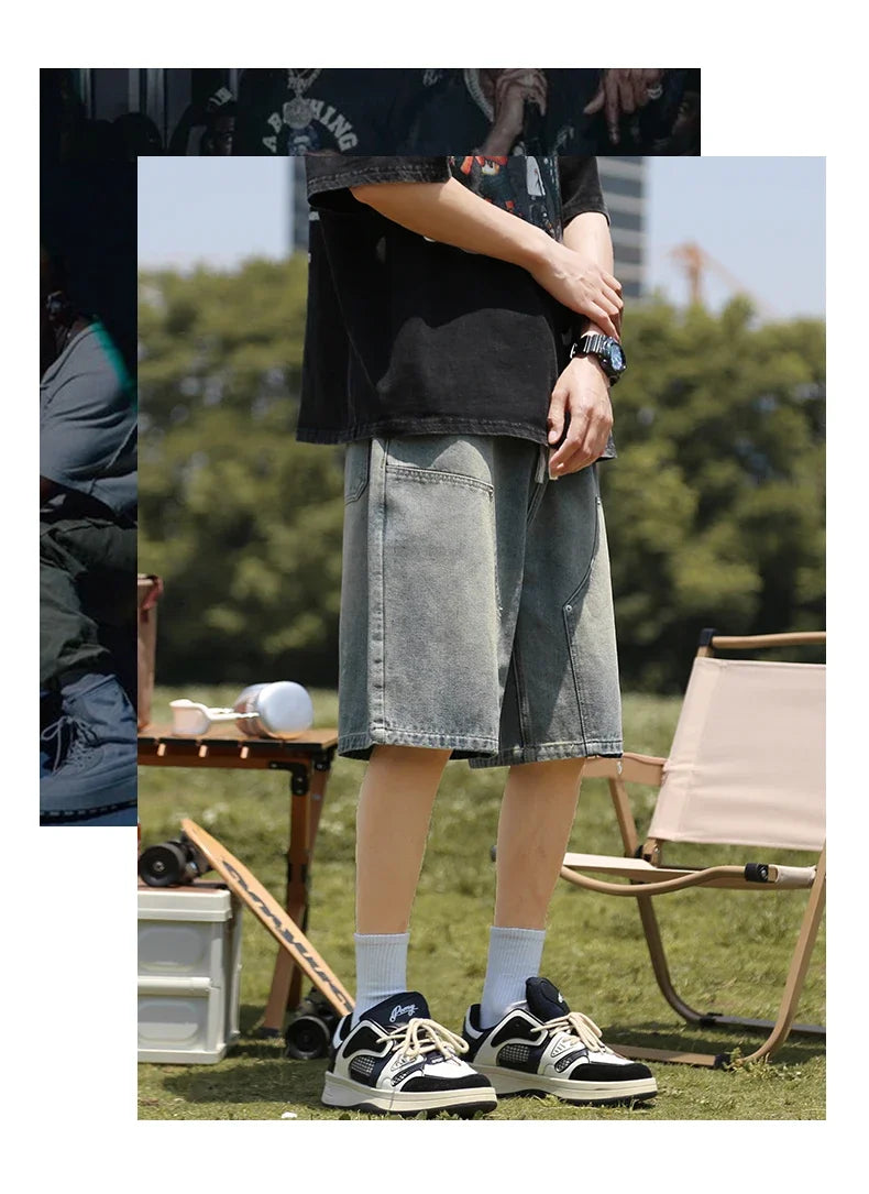 Summer High Street Straight Denim Shorts for Men [CASTLASLA.COM]