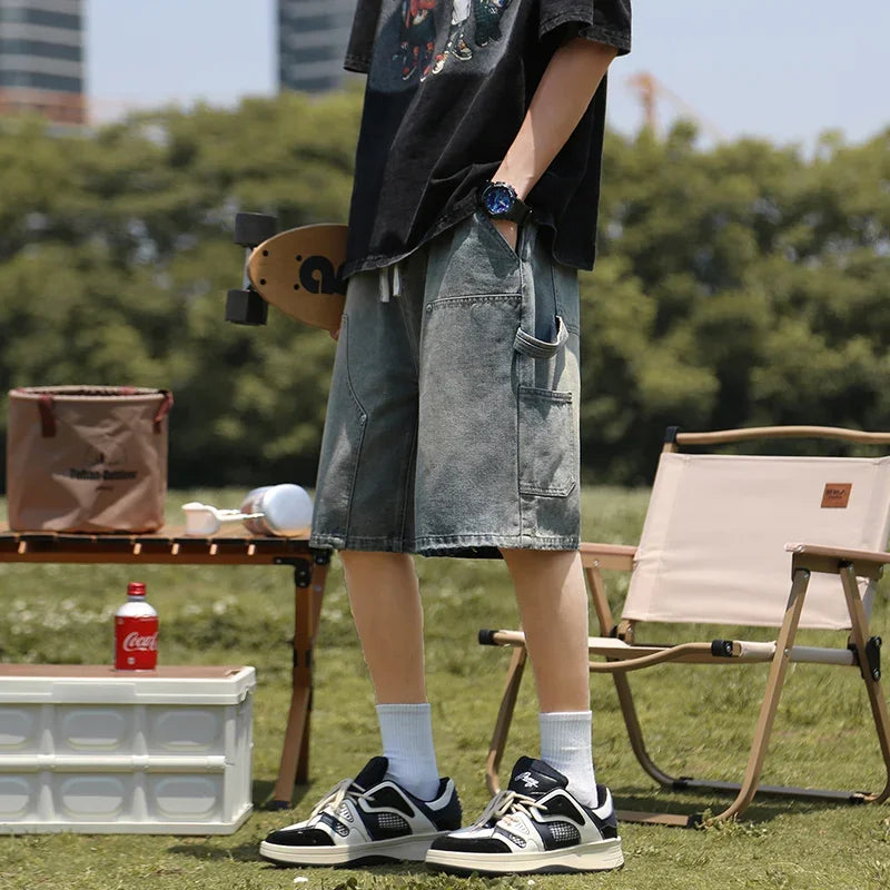 Summer High Street Straight Denim Shorts for Men [CASTLASLA.COM]