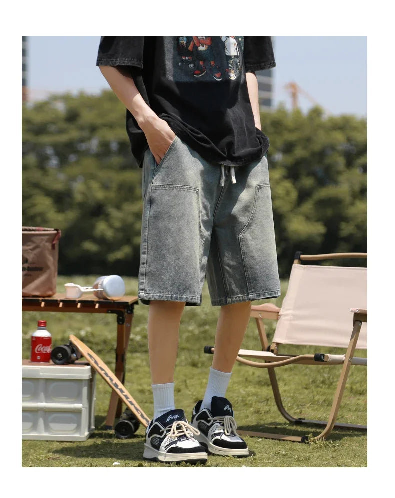 Summer High Street Straight Denim Shorts for Men [CASTLASLA.COM]