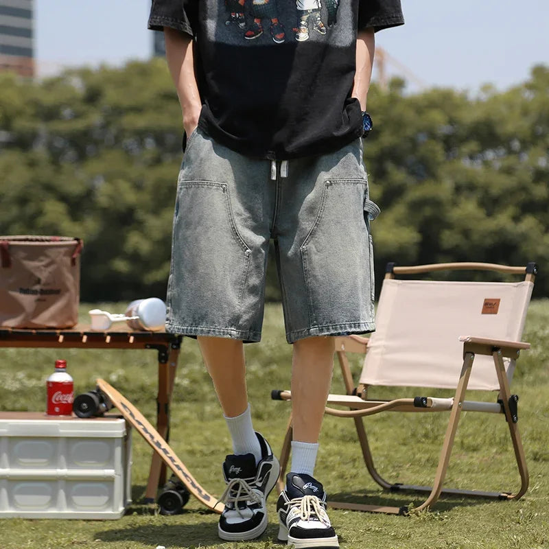 Summer High Street Straight Denim Shorts for Men [CASTLASLA.COM]