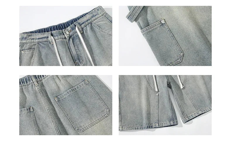 Summer High Street Straight Denim Shorts for Men [CASTLASLA.COM]