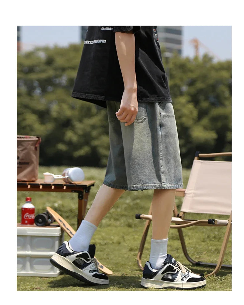 Summer High Street Straight Denim Shorts for Men [CASTLASLA.COM]